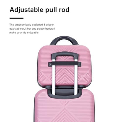 Tripcomp Carry-on Luggage Set 2 Piece Hardside Suitcase With Spinner Wheels - color: Pink-2, size: 2 Piece Set(14/20)