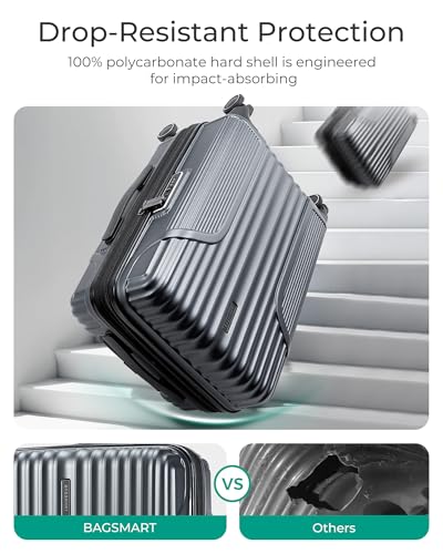 BAGSMART Expandable Carry On Luggage 22x14x9 Airline Approved, Carry-On Suitcase, Grey - color: Grey