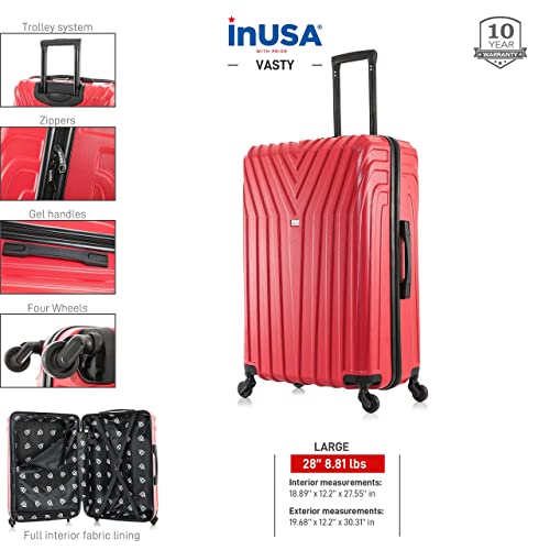 InUSA VASTY 28-Inch Large Hardside Spinner Luggage Lightweight Durable Red - color: Red, size: 28 Inch