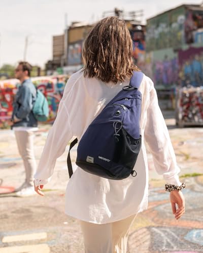 WATERFLY Large Sling Bag Crossbody Backpack Chest Pack for Men Women - color: Blue