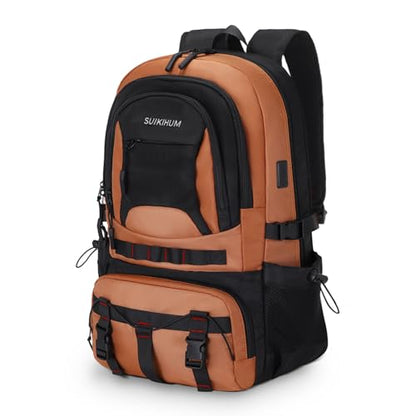Hiking Daypack Camping Expandable Travel Backpack Men Women 40L - color: Orange&black, size: Medium