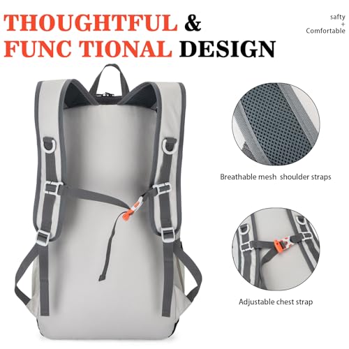 BAGPARKK 35L Ultra Lightweight Foldable Packable Hiking Backpack - color: Black-white（35l）