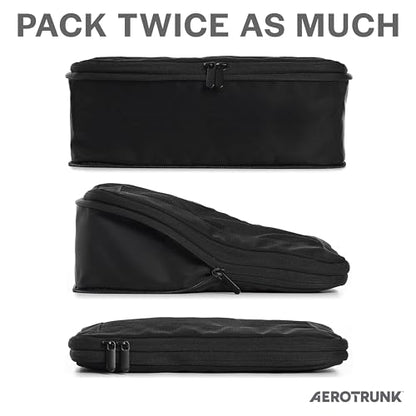 Aerotrunk 여행용 압축 패킹 큐브 - 수하물 정리함 가방 - 여행 가방용 더블 지퍼 패킹 큐브 (4팩, 블랙) - color: 블랙., size: 4팩