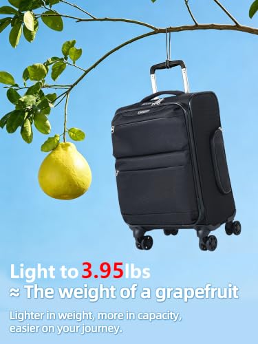 LIGHTGO 20" Carry On Softside Luggage, Ultra Light, TSA Lock Black - color: Black, size: 20in