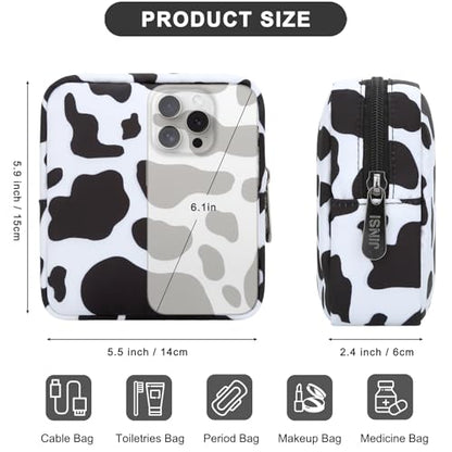 Electronics Travel Organizer, Small Tech Pouch for Cables & Chargers - color: Cow
