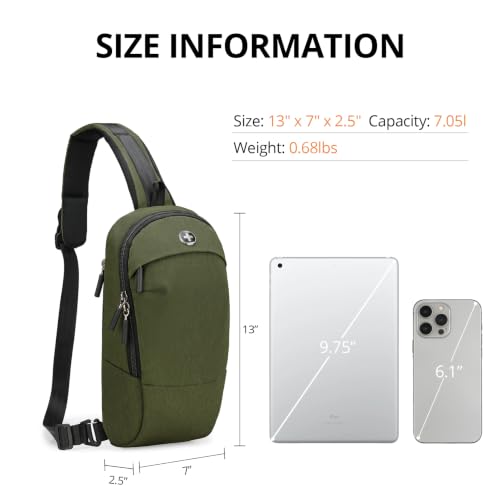 Swissdigital Design Crossbody Bag for Men, RFID Blocking Sling Bag with Adjustable Strap Use - color: Olive