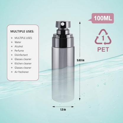 3PCS 100ml Travel Spray Bottles Set, Refillable Mini Spray Bottles with Fine Mist Spray Bottle Nozzle – Ideal for Toners and Skincare - color: Black - 3.4oz