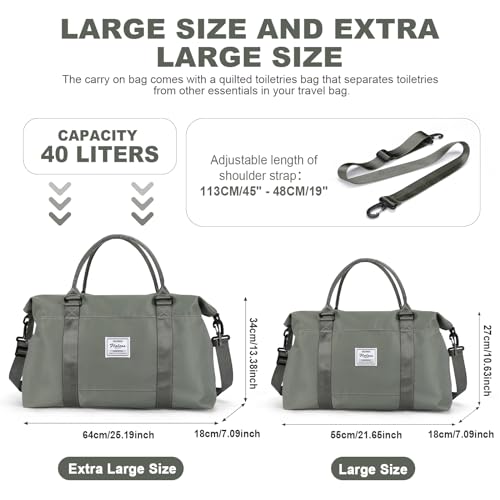 Travel Duffel Bag, Carry On Overnight Weekender Bags for Women - color: A1-Olive Green, style: Extra Large Travel Bag