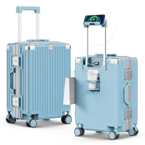 20 Inch Zipperless Carry on Luggage, Airline Approved Hardside Suitcase - color: Blue, size: 20 Inch