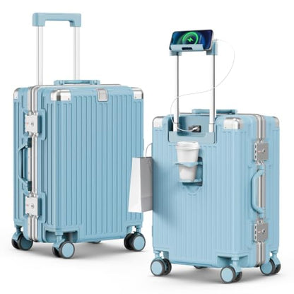 20 Inch Zipperless Carry on Luggage, Airline Approved Hardside Suitcase - color: Blue, size: 20 Inch