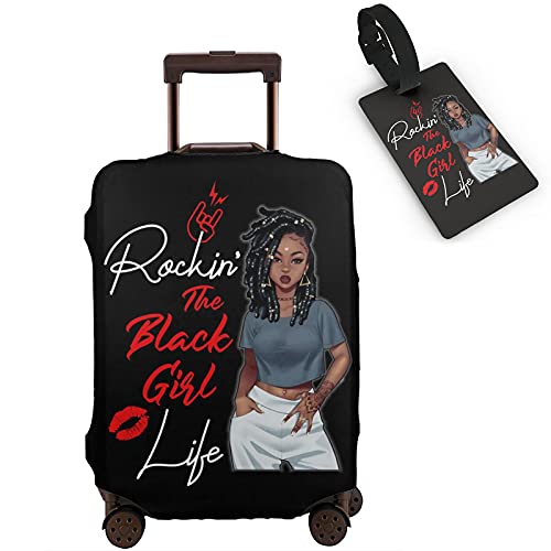 Travel Suitcase Protector African American Woman Elastic Protective Washable Luggage Cover With Concealed Zipper Suitable For 18-32 Inch 【S (for 18-21 inch luggage)】 - color: African American Girl-01, size: S (for 18--21 inch luggage)