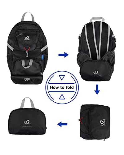 WATERFLY Small Lightweight Packable Backpack: 20l Hiking Daypack Man Woman - color: Black