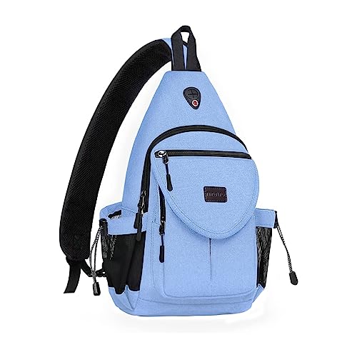 MOSISO Crossbody Sling Bag for Women, Shoulder Backpack, Hiking Daypack Bag - color: Air Blue