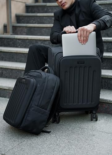 Kenneth Cole REACTION The Venturer 20-Inch Carry-On Lightweight Durable Softside 8-Wheel Spinner Cabin Size Luggage, Black - color: Black, size: Medium