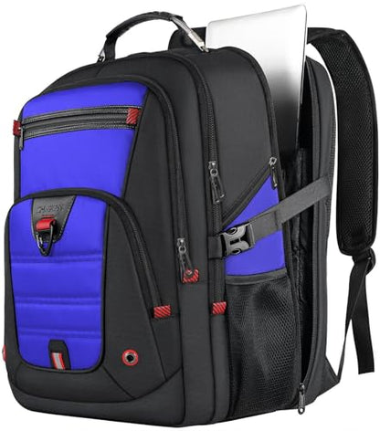Z-MGKISS Extra Large Backpack for Men,Gaming Travel Bag Fit 18.4-19" Laptop - color: Blue, size: 18.4 Inch (22''x15''x12'')