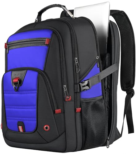 Z-MGKISS Extra Large Backpack for Men,Gaming Travel Bag Fit 18.4-19" Laptop - color: Blue, size: 18.4 Inch (22''x15''x12'')