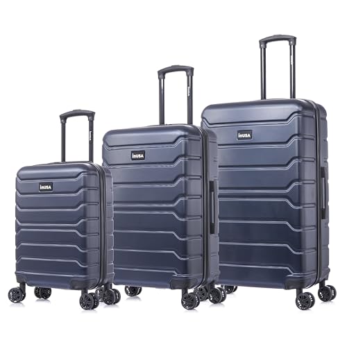 InUSA TREND Luggage with Spinner Wheels | Durable Lightweight Hardshell SuitcaseTravel sets with Handle and Trolley | (20in 24in 28in) 3 Piece Set | Blue - color: Blue, size: 3-Piece Set (Carry-on, Medium, Large)