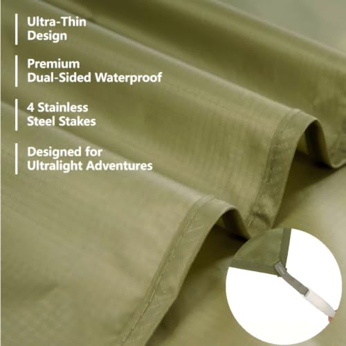 Picnic Blanket Waterproof, Portable with Stakes, Lightweight 0.42lb/0.66lb Options, Sand-Proof, fits in Pocket, Foldable, for Camping, Hiking, Travel, Concerts, Festivals - size: Medium--Military Green Burger