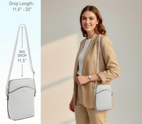 Solene Small Crossbody Bag with Gold Hardware, Mini Shoulder Purse with Adjustable Strap - color: White