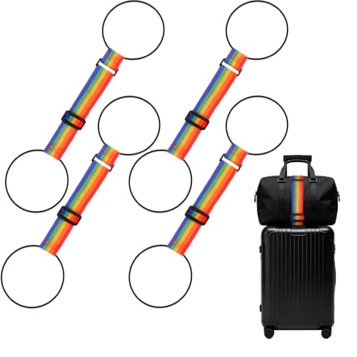 Luggage Connector Straps, Adjustable Elastic Durable Straps for Connecting Luggage Bags to Suitcases, Hands-Free Travel Essential (4PCS Rainbow) - color: 4PCS Rainbow