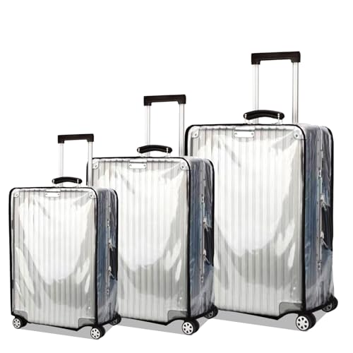 3 Piece Clear Luggage Cover Set Fits 20 24 28 Inch Suitcase - size: 20 inch + 24 inch + 28 inch suitcase covers set
