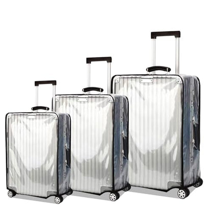 3 Piece Clear Luggage Cover Set Fits 20 24 28 Inch Suitcase - size: 20 inch + 24 inch + 28 inch suitcase covers set