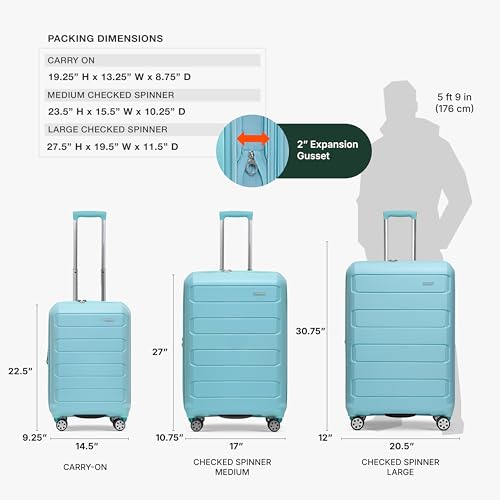 Traveler's Choice Pagosa Hardshell Expandable Luggage with Spinner Wheels, Baby Blue, 2-Piece Set (22/27) - color: Baby Blue, size: 2-Piece Set (22/27)