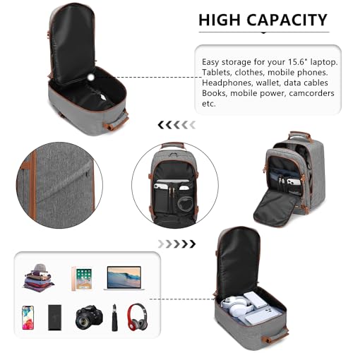 Kono Travel Backpack Airline Approved Under Seat Personal Item Bag - color: Grey/Brown, size: Small