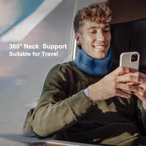 Inflatable Neck Pillow Airplane, Inflatable Travel Pillows For Airplanes - color: Blue