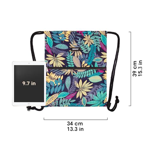 WANDF Drawstring Backpack, Gym Sackpack for Sports (Blue Leaf) - color: Blue Leaf
