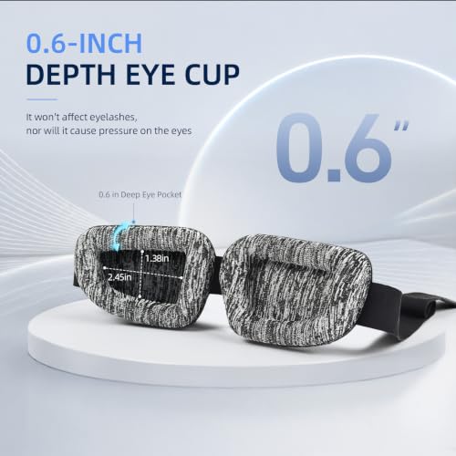 CLOZIA Eye Mask for Men, 3D Deep Eye Cups Blackout Sleep Mask - color: Flaxen Gray