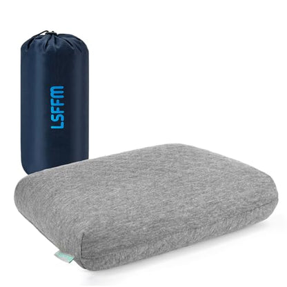 Memory Foam Travel Pillow 9.8"x15.7" Compact Camping Pillow - color: Grey