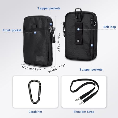 Dual Phone Pouch Neck Phone Holster Bag for 4.5-6.8 Inch iPhone Samsung - color: Double Zipper, Gray