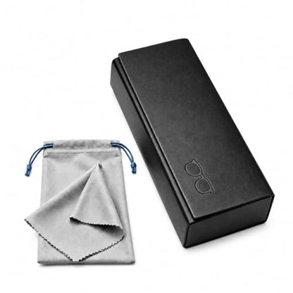Double Sided Glasses Case Hard Shell,Sunglasses Case & Eyeglass Case with Cleaning Cloth & Storage Pouch - color: Black