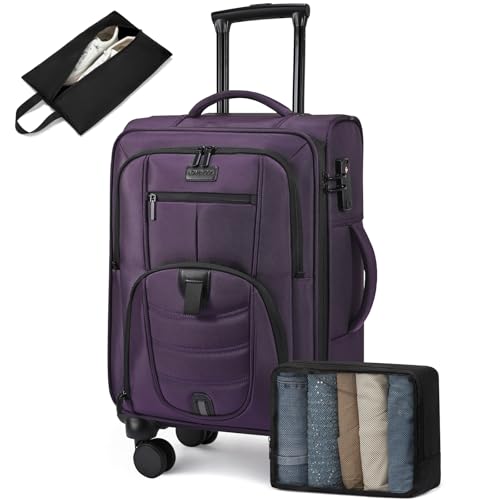 Carry On Luggage 22x14x9 Airline Approved with TSA Lock for Business Trip - color: Purple, size: 22 Inch - Carry-On