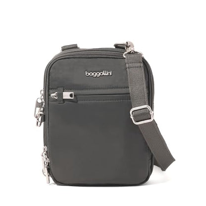 Baggallini Securtex® Anti-theft Mini Everything Crossbody Bag, 6.3"x8.25" Rfid, Locking Zippers & Cut-resistant Strap - color: Charcoal