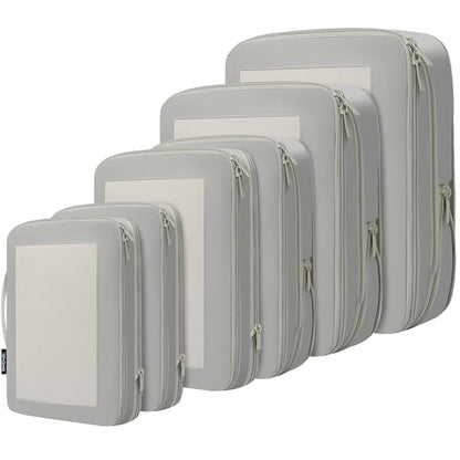 BAGAIL 4 Set/6 Set/8 Set Compression Packing Cubes Travel Accessories Expandable Packing Organizers (Square Mesh, 06-Grey) - color: 06-Grey, style: Square Mesh