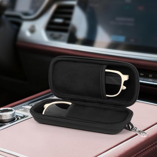 Double Eyeglasses Case for Dual Sunglasses, Hard Shell with Zipper - color: Black 2 Packs
