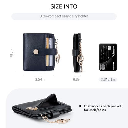 POIUGOYA Slim Wallet for Women RFID Card Holder Keychain - color: Classic Black