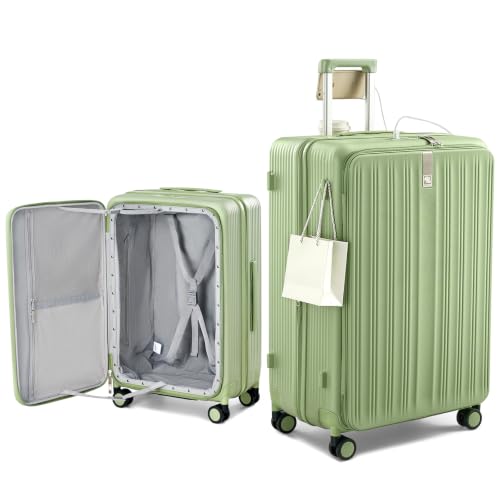 Hanke Top Opening 28" Large Luggage Expandable Hard Shell Bamboo Green - color: Bamboo Green, size: 28 Inch EXT