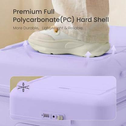 SHOWKOO G-Series Luggage set 3pcs, 100% PC Durable Hardshell Suitcase - color: Lavender Purple, size: 3-Piece Set (20/24/28in)