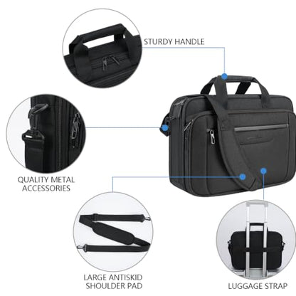 VANKEAN Laptop Briefcase Fits 15.6"-16" Laptop Slim Expandable Shoulder Bag - color: Black-black, size: 15.6"