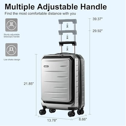 CENSIEN 20 Inch Carry On Luggage 22×14×9 Airline Approved with Front Pocket - color: Gray, size: 20 Inch
