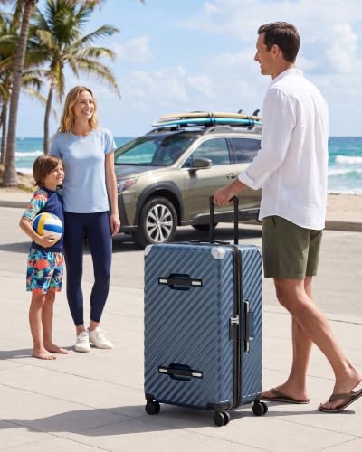 LUGGEX 30 Inch Large Trunk Luggage with Spinner Wheels, Blue - color: Blue, size: Trunk-Large 30-Inch