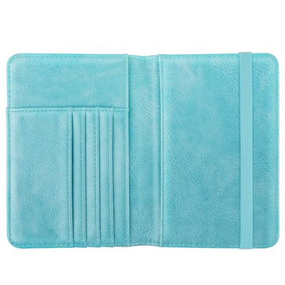 Coco Rossi Passport Holder for Travel Women Slim RFID Passport Cover Wallet - color: Glitter Teal