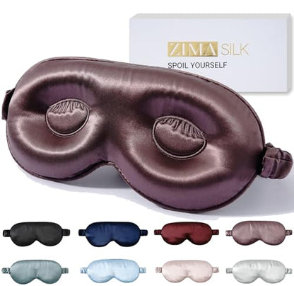 ZIMASILK Adjustable 22 Momme 100% Pure Mulberry Silk Sleep Mask - color: Plum Wine-adjustable