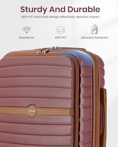 Kono Carry On luggage Airline Approved 20 Inch - color: Apricot Burgundy, size: Carry-on 20-inch