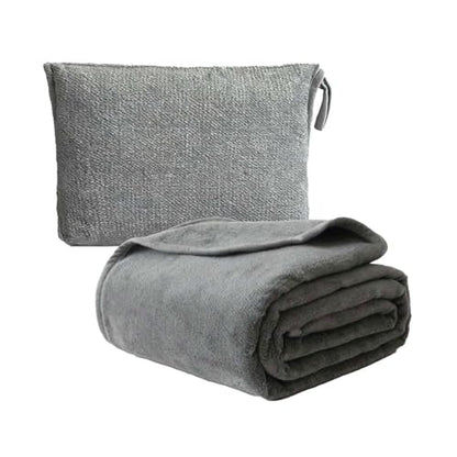Travel Blanket Pillow, Soft Airplane Blanket 2-in-1, Travel Blanket Airplane Compact with Bag, Travel Essentials Accessories for Plane and Car,60x40 Grey - color: Grey