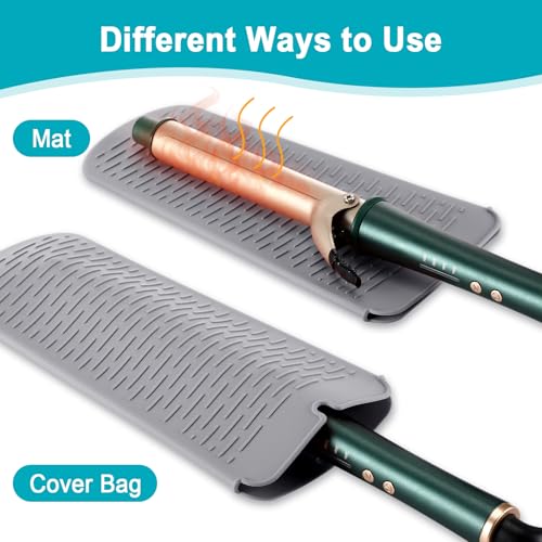 Shappy 2 Pcs Heat Resistant Curling Iron Flat Iron Travel Case,Sloth | Neoprene & Silicone Material, Double-layer Neoprene Pouch & Flexible Silicone Mat for Hot Hair Styling Tools - style: Sloth