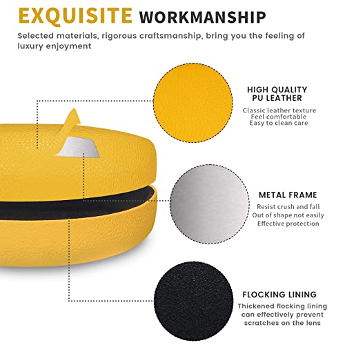 molshine Hard Shell Sunglasses Case,Classic Large Glasses Case for Sunglass,Eyeglasses with Cleaning Cloth,Pouch - color: Lemon Yellow